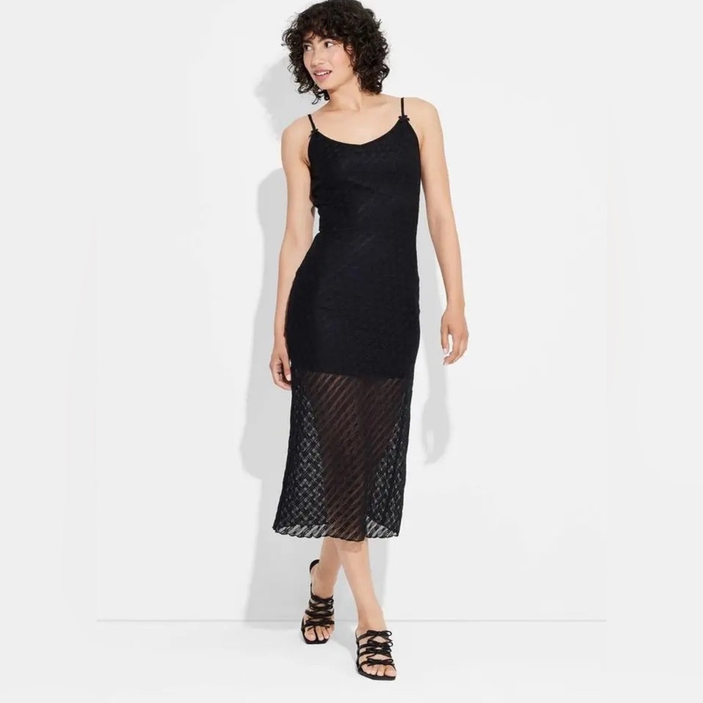 NWT Womens Bow Lace Midi Dress - Wild Fable Black, Size Medium